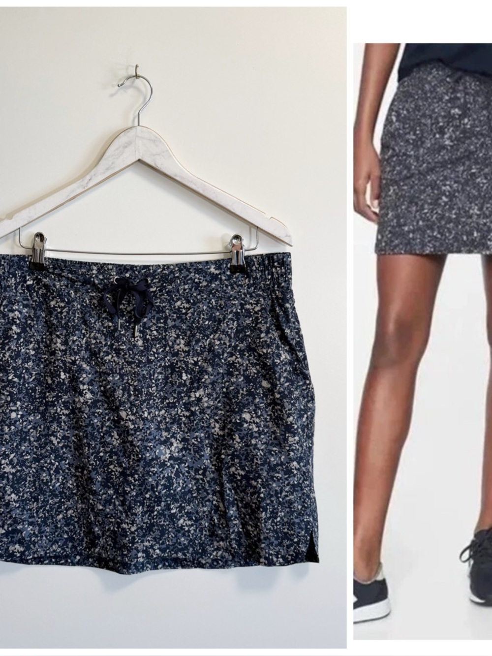 ATHLETA Skort Blue Midtown Printed Skirt Confetti Drawstring Women's 12 Blue